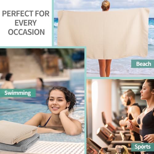Microfiber Waffle Bath Towels, 4 Pieces, Fast Drying, Lint Free 430 GSM - Image 7