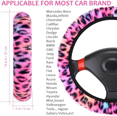 Accmor Fuzzy Car Steering Wheel Cover, Universal Fit Fluffy Auto Wheel Cover & - Image 2