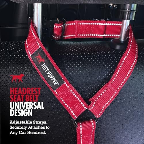 Tuff Pupper Dog Seat Belt for Car Headrest | Adjustable Length Dog Car Harness - Image 2