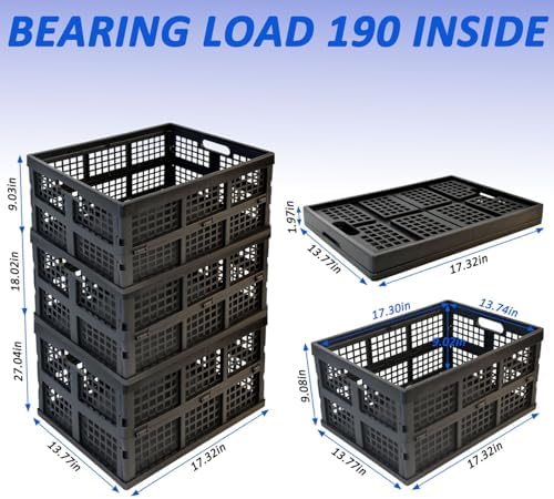 CONLI 3 Pack 34L Large Plastic Folding Crates - Image 2