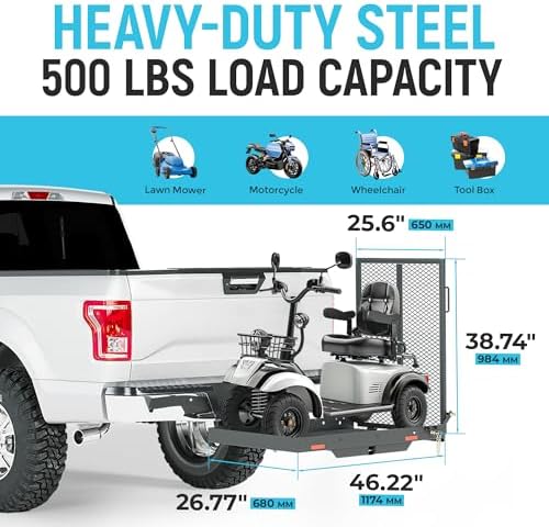 ECOTRIC 46.2 X 26.8 X 38.7 Inch Hitch Cargo Carrier W/Ramp Foldable 500 Lbs - Image 4