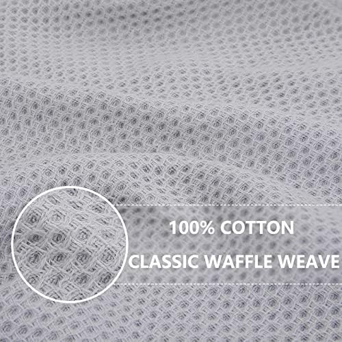Homaxy 100% Cotton Waffle Weave Kitchen Dish Towels 8-Pack, Light Gray - Image 2