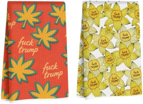 Fall Maple Leaf Trump Kitchen Towels Gifts by Lovdazzles