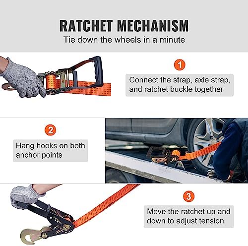 VEVOR Ratchet Tie Down Straps Kit, 5512 LBS Working Load, 11023 LBS Breaking - Image 5