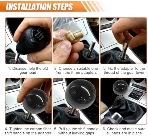 Carbon Fiber Shift Knob, Car Round Ball Gear Shifter Knobs - Image 6