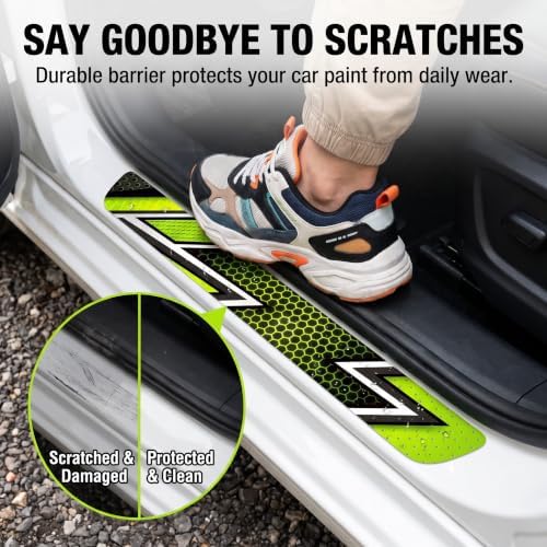 4 PCS Car Door Sill Protector, Lightning Thunder Style Threshold Decor Guard - Image 3