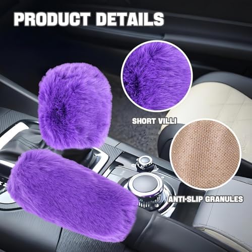 Hovom 2PCS Fluffy Car Gear Shift Knob Cover & Handbrake Cover - Image 3