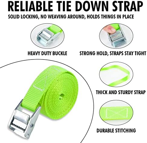 Cartman 1" x 12 ft Lashing Straps, 6 Pack, 600 lb Break Strength - Image 2