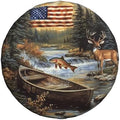 Spare Tire Cover for RV Camper, American Flag Forest Fish Deer Tire Cover by Unknown