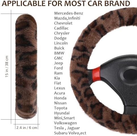 Accmor Fuzzy Car Steering Wheel Cover, Universal Fit Fur Auto Wheel Cover & - Image 2