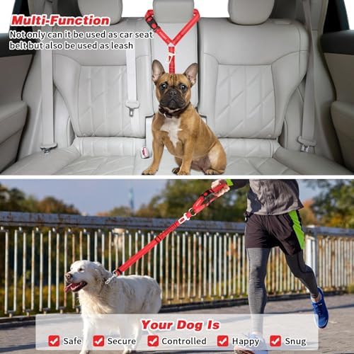 BWOGUE Dog Seat Belt for Car, Reflective Headrest Restraint, Bungee Lead - Image 7