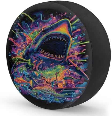 Colorful Shark Spare Tire Cover Dust-Proof Wheel Protector - Image 2