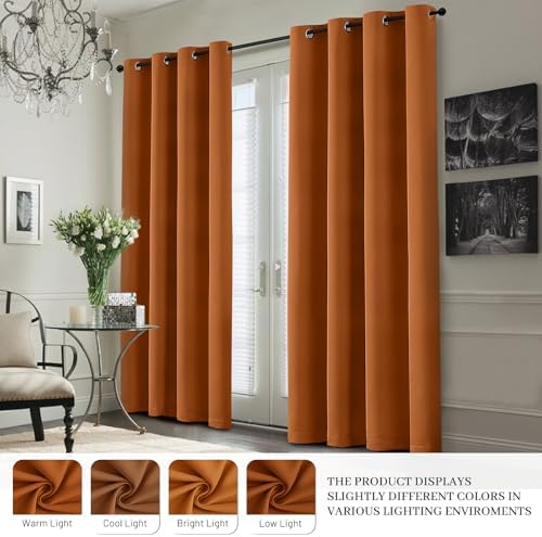 Yakamok Burnt Orange 100% Blackout Curtains 63 Inches Long 50" Wide 2 PCS - Image 7