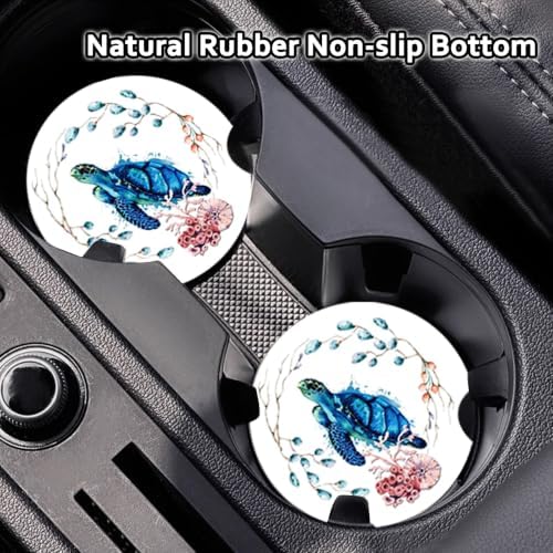 2Pack Sea Turtle Car Cup Holder Coaster Neoprene Car Coasters - Image 2
