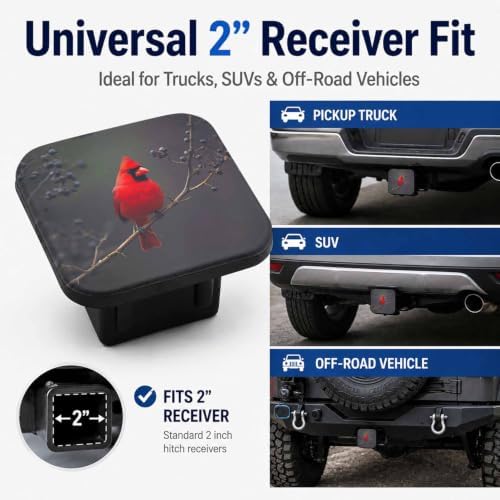2" Hitch Cover Northern Cardinal Red Bird Rubber Towing Hitch Covers Hitch - Image 4