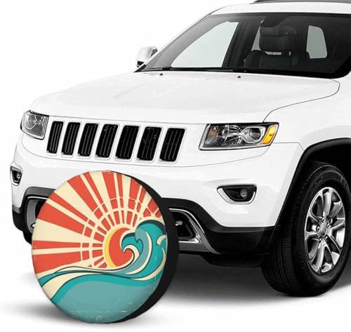 Sun and Sea Waves Spare Tire Cover Nature Poster Polyester Universal Wheel Tire - Image 4