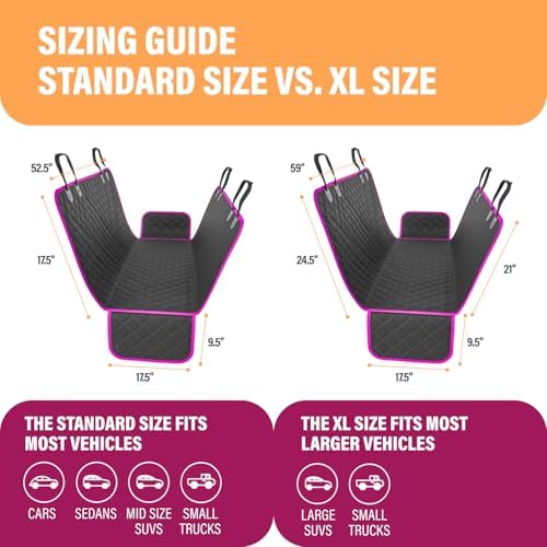 Active Pets Pink Standard Dog Car Hammock Back Seat Cover, Waterproof Backseat - Image 5