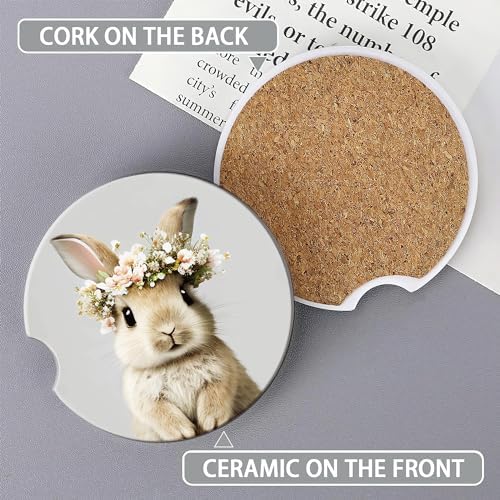 Easter Bunny Car Cup Holder Coaster, Cute Animal Rabbit Car Coasters - Image 3