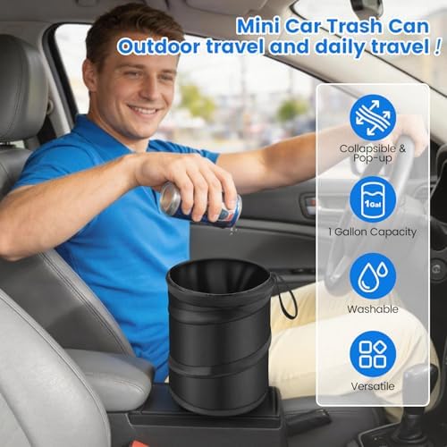 2 Pack Mini Trash Can for Car, Leakproof Pop-Up Car Trash Can - Image 2