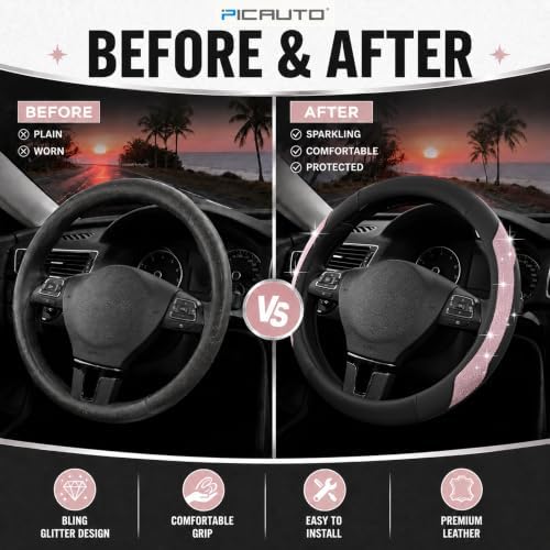 PIC AUTO Steering Wheel Cover, Universal Fit 14.5"-15.5" Car Steering Wheels - Image 6