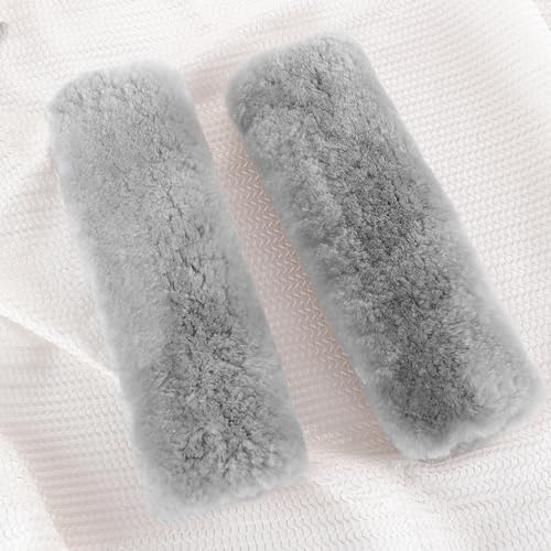 Amooca 2-Pack Real Wool Seatbelt Cover Authentic Sheepskin Shoulder Pad - Image 2