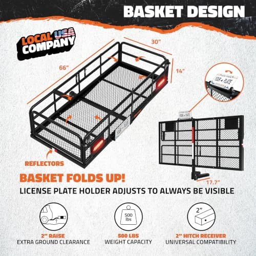 Mockins 66"x30"x14" High Rail Trailer Hitch Cargo Carrier - Image 2