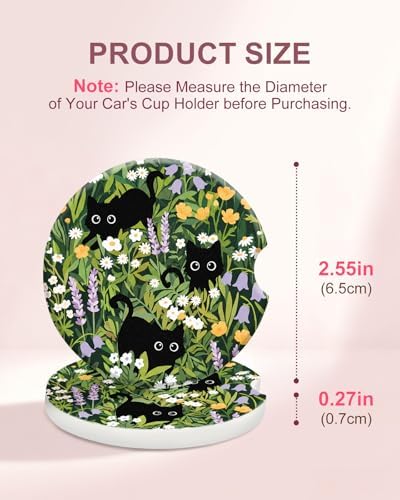 Swooflia Elegant Ceramic Car Coasters Cute Cat Cup Holder Coasters - Image 2