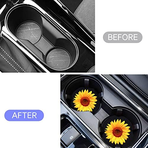 Sunflower Car Cup Holder Coaster 2PCS 2.75" Universal Silicone Auto Cup Holder - Image 4
