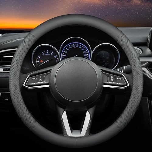Carodi Leather car Steering Wheel Cover, Ultra-Thin, Comfortable, Breathable by Carodi