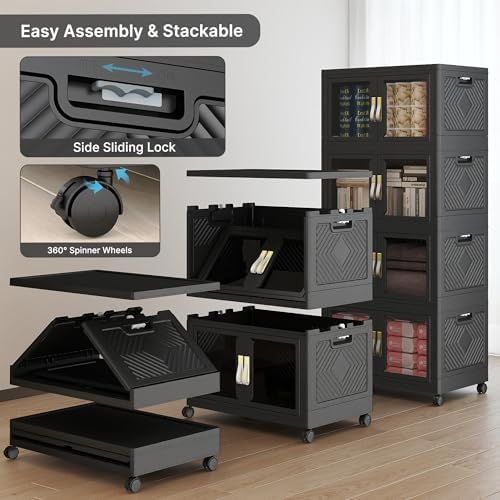 Stackable Storage Bins with Doors & Lids & Wheels - Image 4