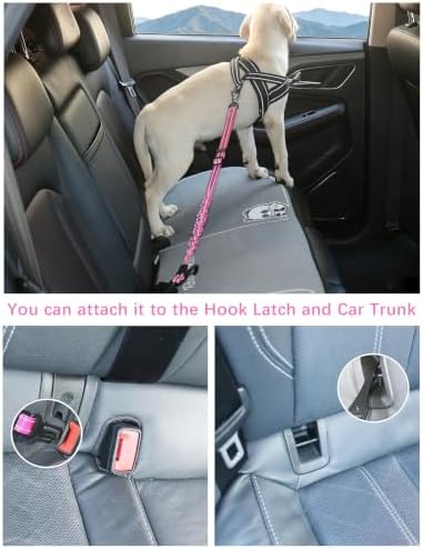 AUBELL Dog Seat Belt for Car, Updated 3-in-1 Bungee Dog Car Harness - Image 2