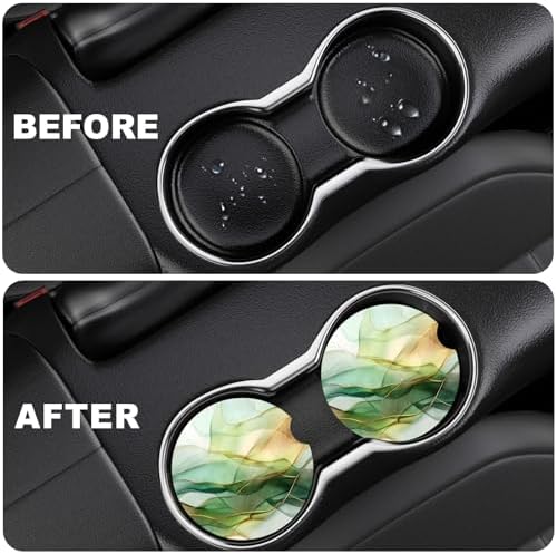 2 Pack Car Cup Holder Coaster, 2.63 inch Anti Slip Insert Absorbent Ceramic Car - Image 5