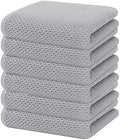 Homaxy 100% Cotton Waffle Weave Kitchen Dish Towels 6-Pack, Light Gray by Homaxy