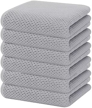 Homaxy 100% Cotton Waffle Weave Kitchen Dish Towels 6-Pack, Light Gray by Homaxy