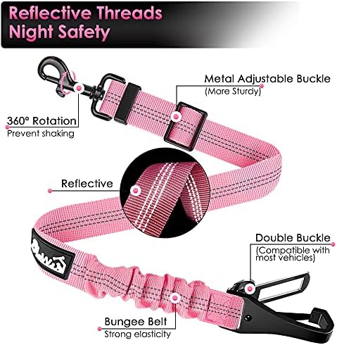 SlowTon Dog Car Seat Belt, 3 in 1 Latch Bar Attachment Dog Safety Seatbelt - Image 4