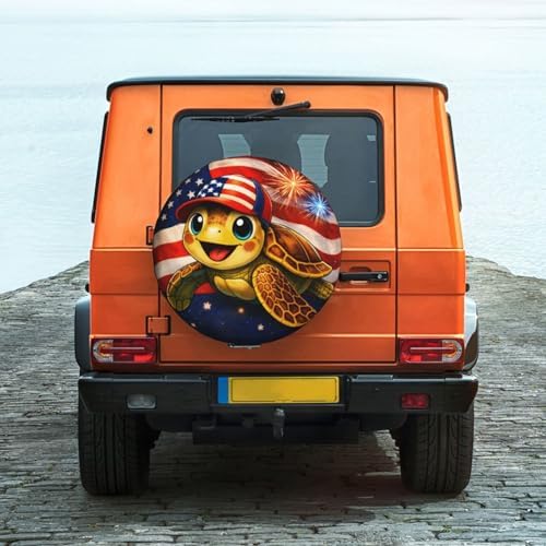 Sea Turtle with American Flag Spare Tire Cover Weatherproof Wheel Protectors - Image 6