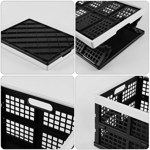 2-Pack 34 L Plastic Collapsible Storage Crates, Stackable Basket Bin - Image 6