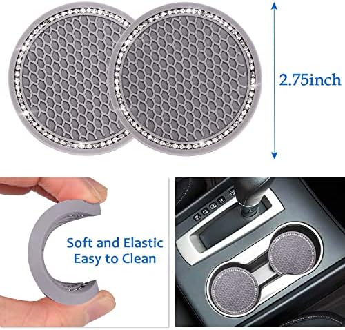 ToBeQueen 15 Pack Grey Bling Car Accessories Set - Image 5