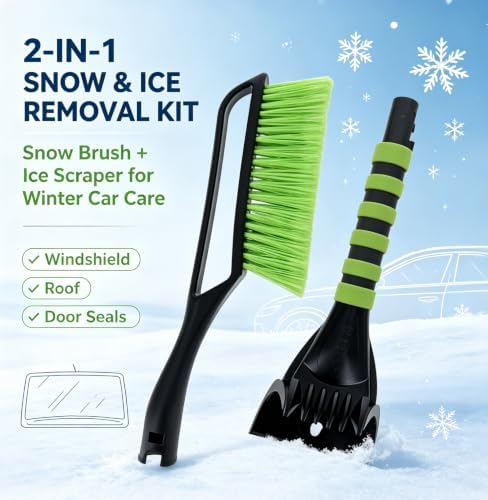 14-Inch Ice Scraper & Snow Brush Combo – Non-Slip Comfort Grip, - Image 7