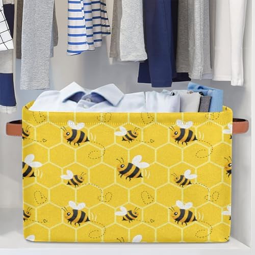 AUUXVA Bee Storage Basket Yellow Honeycomb Beehive Geometric Pattern Storage - Image 5