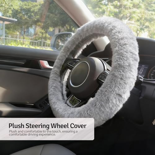 Fluffy Steering Wheel Cover 3PCS Set – Plush Fuzzy Fur Steering Wheel Cover - Image 6
