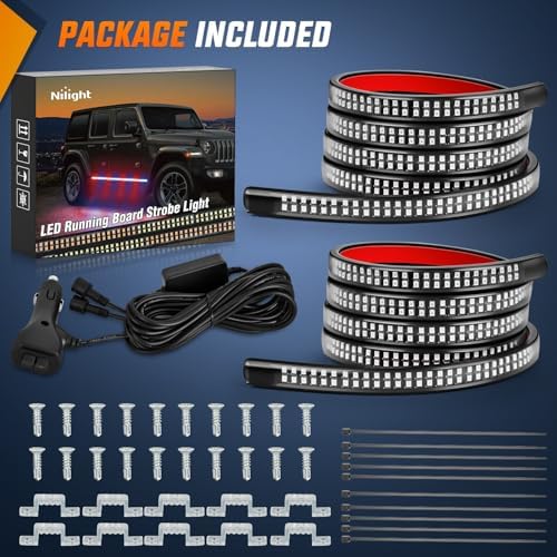 Nilight 2PCS 70 Inch Running Board LED Lights Strip Red Blue - Image 6