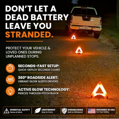 Lumen Wand 3 Pack LED Reflective Warning Triangles Emergency Safety Kit - Image 6