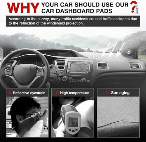 Autorder Dashboard Cover Mat for Honda Civic 2012-2015 Accessories Dash Cover - Image 2