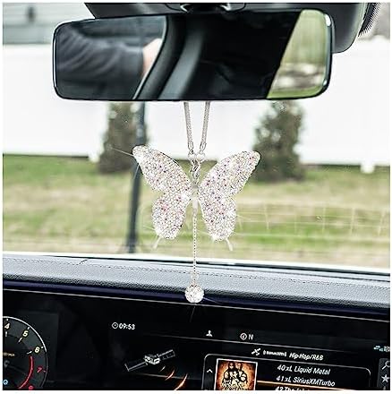 zipelo Bling Butterfly Diamond Car Accessories, Crystal Car Rear View Mirror by zipelo