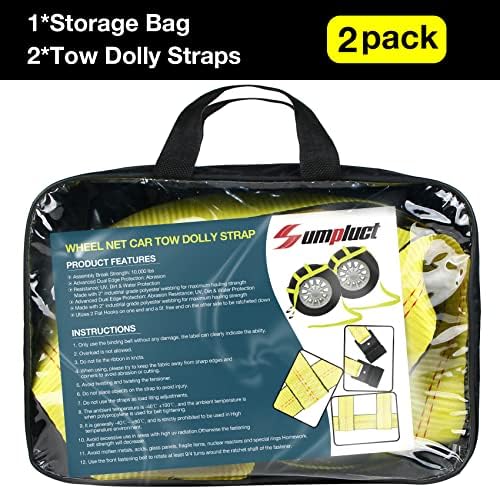 Tow Dolly Basket Straps with Flat Hook 2 Pack Fit 14"-19" Car Tire - Image 6