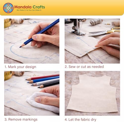 Mandala Crafts Light Blue Water Soluble Fabric Pencils - Image 6