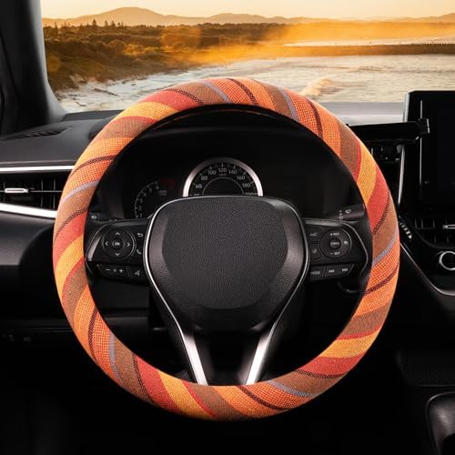 SEG Direct Boho Steering Wheel Cover, Baja Blanket Cloth, Coarse Flax by SEGDirect