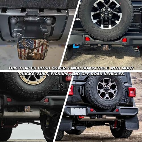 2 Inch Deer USA Flag Trailer Hitch Cover Rubber Receiver Tube Plug Cap - Image 5