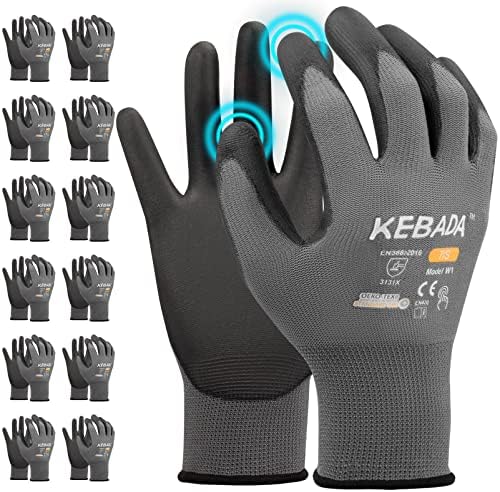 Kebada W1 Safety Work Gloves for Men & Women, Touchscreen, PU Coated by KEBADA